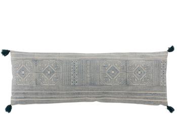 Modrý obdélníkový polštář se střapci Aztec - 100*35 cm 3167