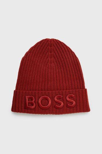Vlněný klobouk BOSS červená barva,