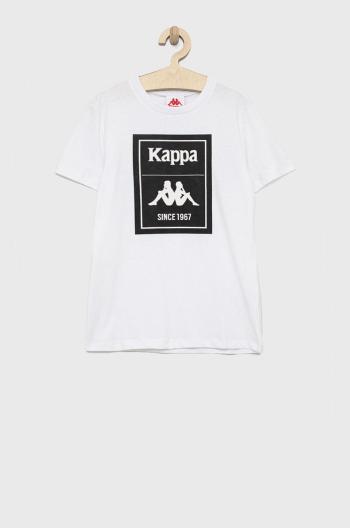 Dětské bavlněné tričko Kappa bílá barva, s potiskem