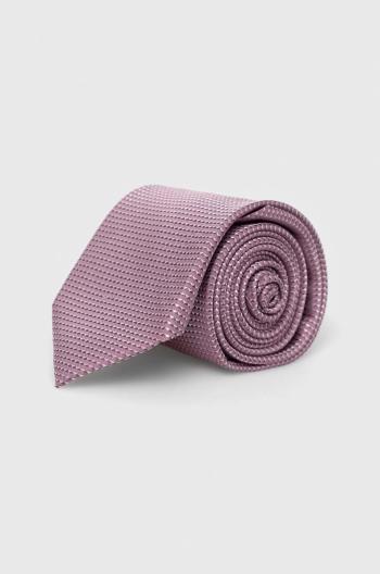 Hedvábná kravata BOSS fialová barva