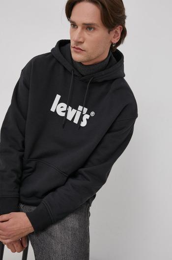 Bavlněná mikina Levi's pánská, černá barva, s potiskem