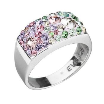 Stříbrný prsten s krystaly Swarovski mix barev fialová zelená růžová 35014.3 sakura, 56, fialová,mix, barev-sakura,růžová,zelená