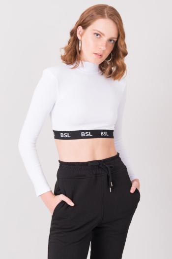 BÍLÝ DÁMSKÝ CROP TOP S DLOUHÝMI RUKÁVY 15720-WHITE Velikost: L