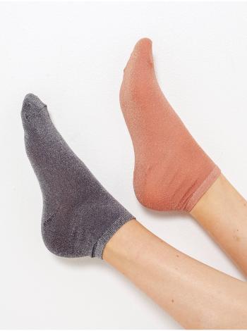 Sada dvou ponožek v meruňkové a šedé barvě CAMAIEU