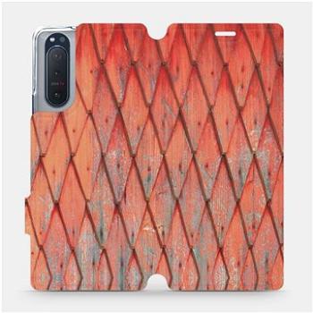 Flipové pouzdro na mobil Sony Xperia 5 II - MK01S Oranžový vzor dřeva (5903516400188)