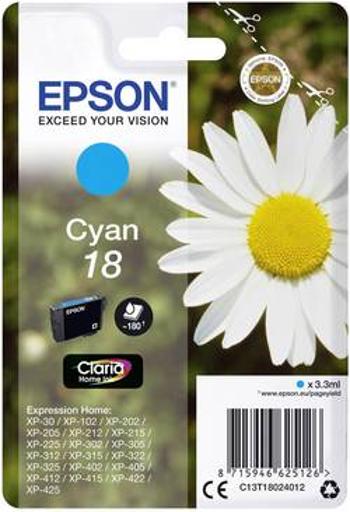 Epson Ink T1802, 18 originál azurová C13T18024012