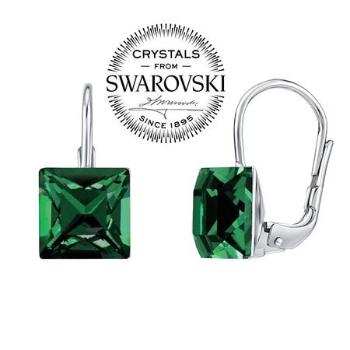 Silvego SILVEGO stříbrné náušnice se Swarovski Crystals tmavě zelené VSW31474G