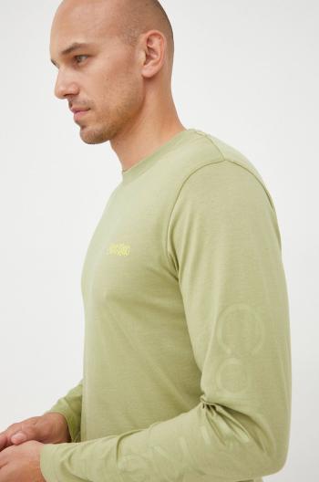Bavlněné tričko s dlouhým rukávem Calvin Klein zelená barva, s potiskem