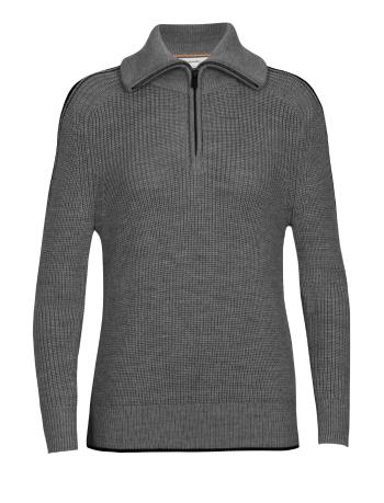 dámská mikina, zip ICEBREAKER Wmns Lodge LS Half Zip Sweater, Gritstone HTHR/Black velikost: S