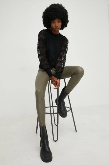 Kalhoty Answear Lab dámské, zelená barva, přiléhavé, high waist