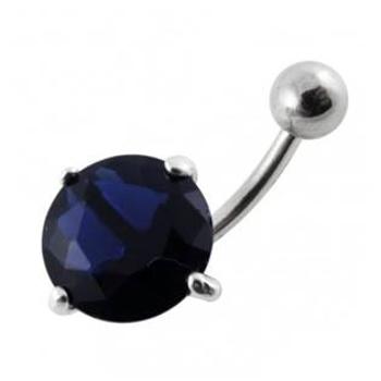 Šperky4U Stříbrný piercing do pupíku - zirkon 12 mm - BP01001-B