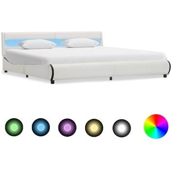 Rám postele s LED světlem bílý umělá kůže 180x200 cm (285019)
