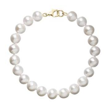 EVOLUTION GROUP CZ Perlový náramek bílý z pravých říčních perel se zlatým 14 karátovým zapínáním 923003.1 - 923003.1