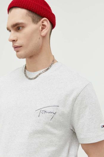 Bavlněné tričko Tommy Jeans šedá barva