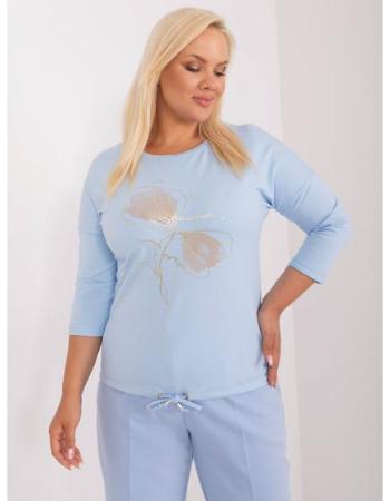 Dámská halenka plus size s 3/4 rukávy s kapsami světle modrá  