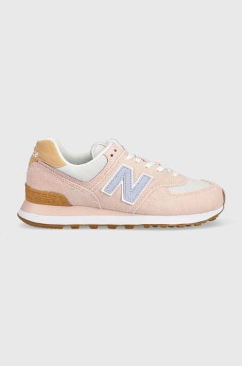 Sneakers boty New Balance Wl574rb2 růžová barva