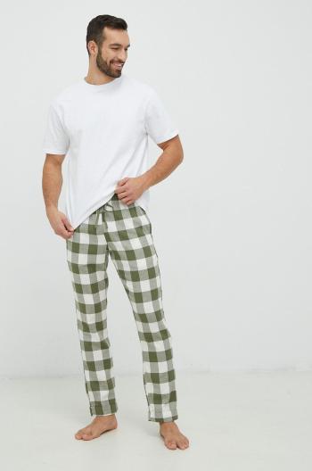 Bavlněné pyžamové kalhoty United Colors of Benetton zelená barva