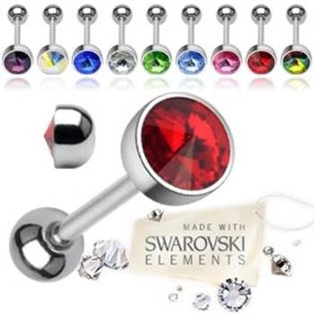 NUBIS® Piercing do jazyka zdobený kamínkem Swarovski® - PJ01002-G