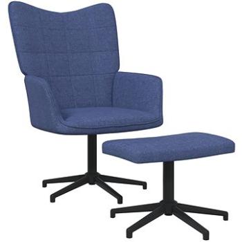 Relaxační křeslo se stoličkou modré textil, 327978 (327978)
