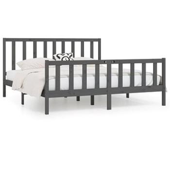 Rám postele šedý masivní dřevo 180 × 200 cm Super King, 3106850 (3106850)
