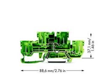 Dvojitá svorka ochranného vodiče WAGO 870-157, osazení: Terre, pružinová svorka, zásuvná svorka, 5 mm, zelená, žlutá, 50 ks