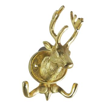 Zlatý kovový 2-háček s hlavou jelena - 13.5*11*23cm EHGHKH2