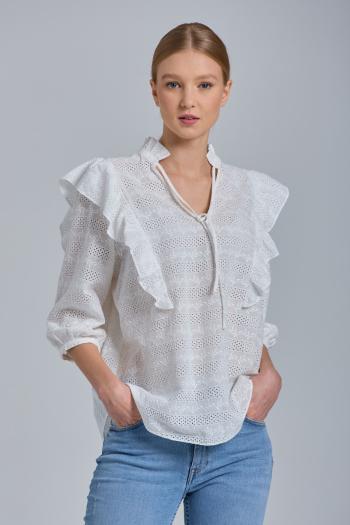 TOP GANT D2. BRODERIE ANGLAISE TOP bílá 34