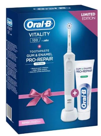 Oral-B Vitality White Sensitive Elektrický zubní kartáček + Zubní pasta original