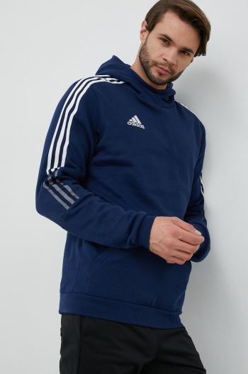 Mikina adidas Performance pánská, tmavomodrá barva, s kapucí, s potiskem