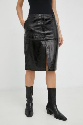 Kožená sukně Birgitte Herskind Rillo černá barva, mini