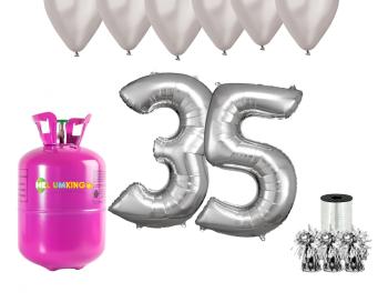 HeliumKing Helium párty set na 35. narozeniny se stříbrnými balónky