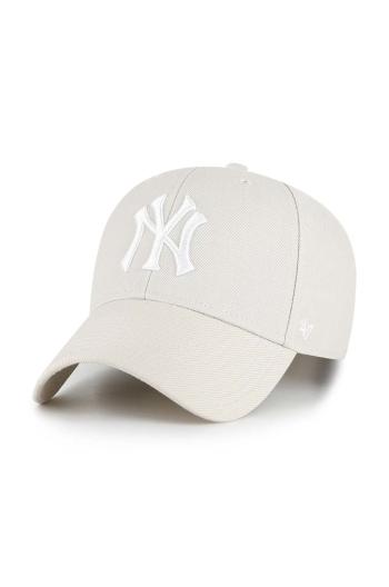 Čepice s vlněnou směsí 47brand Mlb New York Yankees béžová barva, s aplikací