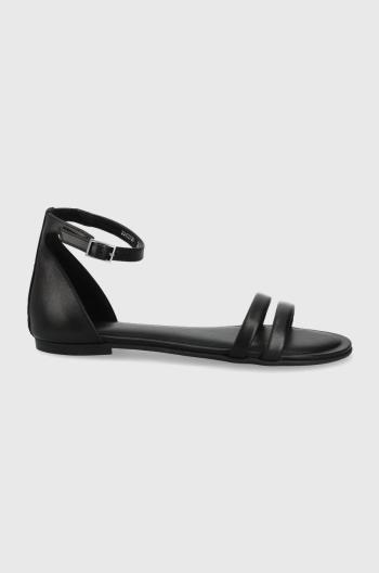 Kožené sandály HUGO dámské, černá barva