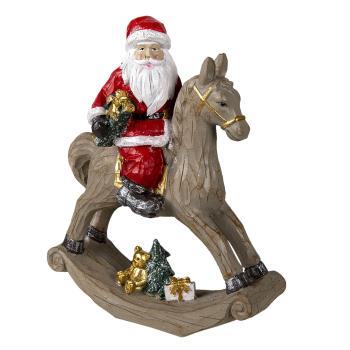 Dekorace Santa na houpacím koni s medvídkem - 25*11*30 cm 6PR3409