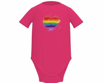 Dětské body krátký rukáv BIO Rainbow heart