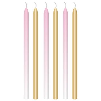 Amscan Kónické svíčky - růžové, zlaté 6 ks