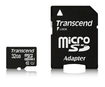 TRANSCEND MicroSDHC karta 32GB Premium, Class 10 UHS-I 300x + adaptér