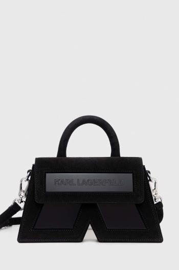 Semišová kabelka Karl Lagerfeld černá barva