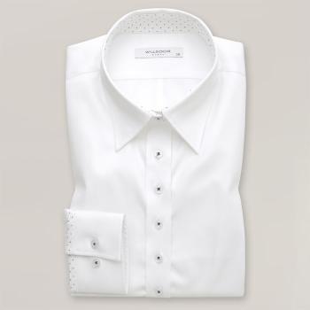 Dámská klasická košile bílé barvy s hladkým vzorem a kontrastními prvky 14819 36