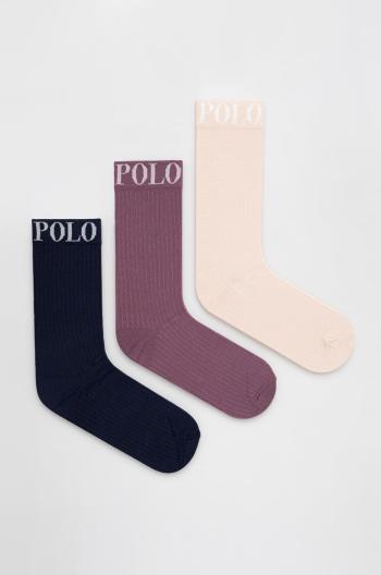 Ponožky Polo Ralph Lauren 3-pack dámské, tmavomodrá barva