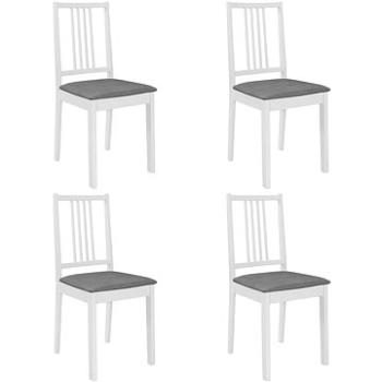 Jídelní židle s poduškami 4 ks bílé masivní dřevo (247637)