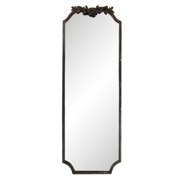 Vintage nástěnné zrcadlo v hnědém rámu s patinou a květinami Valéry  - 50*4*142 cm 52S236