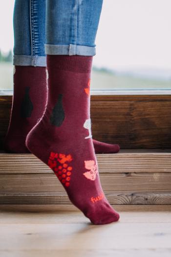 Bordové vzorované ponožky Víno