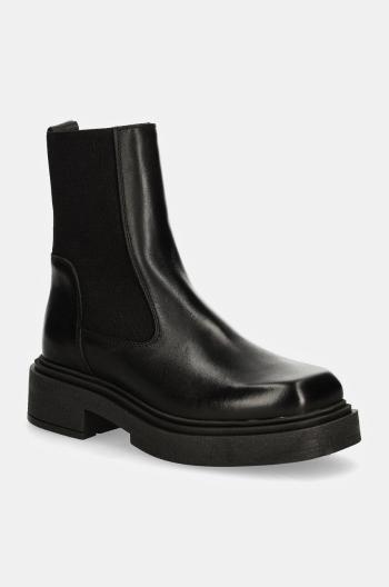 Kožené kotníkové boty Steve Madden Churro dámské, černá barva, na platformě, SM11003363