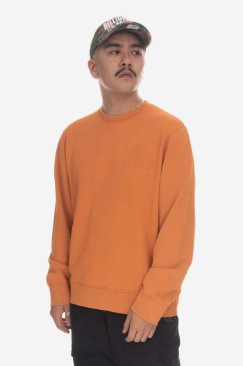 Bavlněná mikina Wood Wood Hugh Embossed Sweatshirt 12315602-2474 ABRICOT ORANGE pánská, oranžová barva, hladká