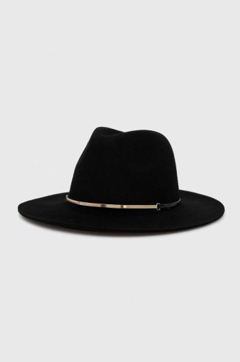 Vlněný klobouk Pieces černá barva, vlněný