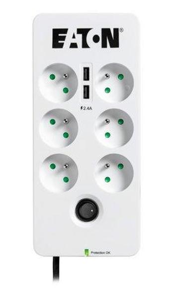 EATON Protection Box 6 USB FR, přepěťová ochrana, 6 výstupů, zatížení 10A, 2x USB port