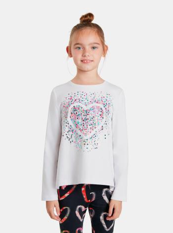 Bílé holčičí tričko s flitry Desigual Core