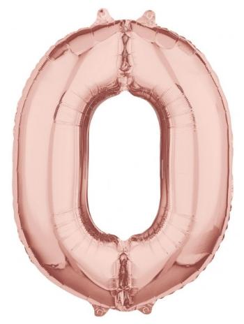 Amscan Fóliový balónek narozeninové číslo 0 růžovo-zlatý 66cm