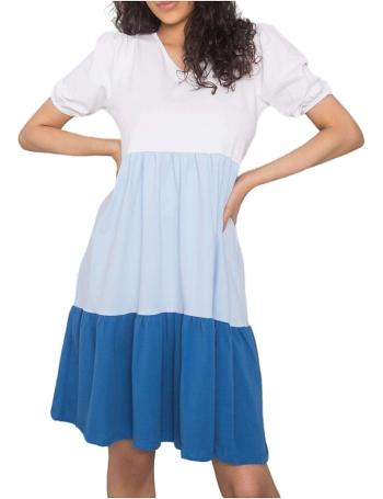Ležérní šaty kylie - bílá-světle modrá- tmavě modrá rv-sk-6764.64-whit vel. XL